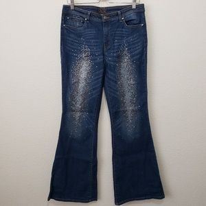 Cache Jeans Sparkle Rhinestone Flare Bell Size 12